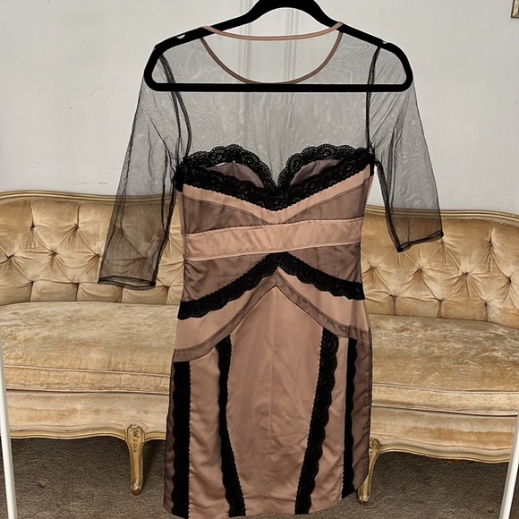 Vintage ASOS Champagne color satin and lace cocktail dress Y2K - Picture 4 of 9